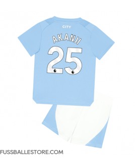 Günstige Manchester City Manuel Akanji #25 Heimtrikotsatz Kinder 2023-24 Kurzarm (+ Kurze Hosen)